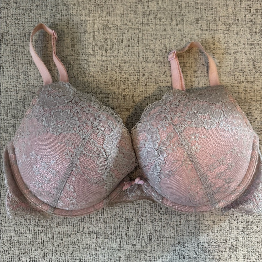 Victoria's Secret Pink and Silver Lace Bra